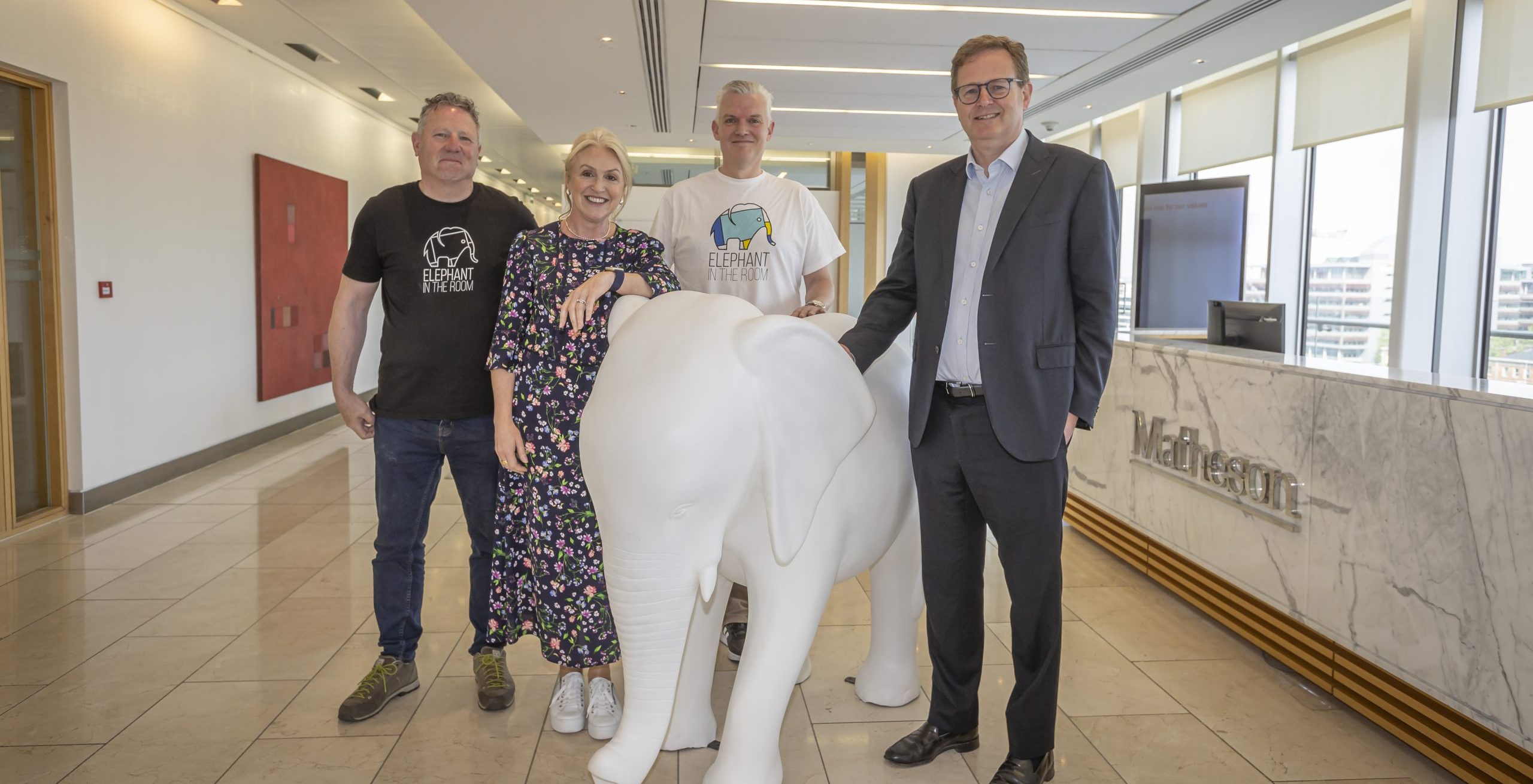 Dave-Southern-Lorraine-Roche-Karl-Daly-Michael-Jackson at the unveiling of the Elephant in the Room partnership