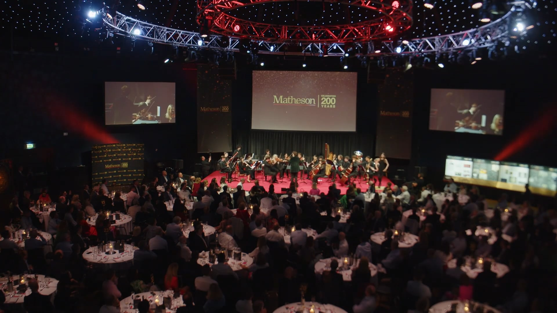 An image of the RIAM orchestra performing at Matheson's 200 Year event in Dublin, June 2025
