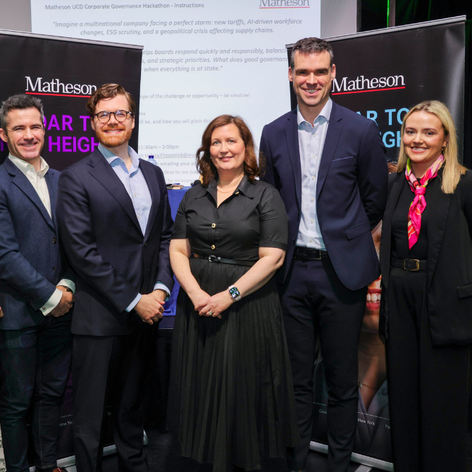 Image for UCD students crowned winners of inaugural Matheson UCD Corporate Governance Hackathon